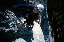 LuckyStreakJenny - Jenny after the crux of Lucky Streak. Tuolumne, California, 2003
[ Click to go to the page where that image comes from ]