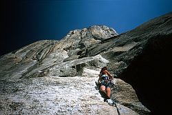 MobyDickElCap - Jenny on Pitch 2 of Moby Dick (base of El Capitan). Yosemite, California, 2003
[ Click to go to the page where that image comes from ]