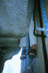 NarrowsStuck - The infamous squeeze of the Narrows on the Steck-Salathé. Yosemite, California, 2003
