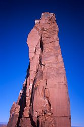 FineJadeWhole - Climbers on Fine Jade (5.11a), the Rectory. Moab, Utah, 2003