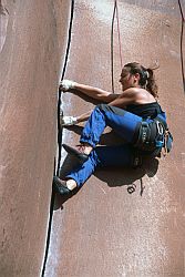 Jenny5.11 - 5.11 finger layback, Indian Creek, Utah