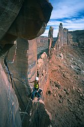 Moses_Belay2 - Belay 2 on Primrose dihedral, Moses tower, Utah
[ Click to download the free wallpaper version of this image ]