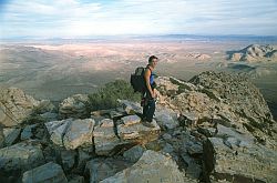WhiskeyPeak - Summit of Whiskey peak after climbing Epinephrine, Red Rocks, Nevada, 2002
[ Click to go to the page where that image comes from ]