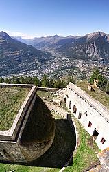 20060807-1642-FortressBrianconVPano_ - Fortifications of the Bretagne Cross above Briançon, Oisans.