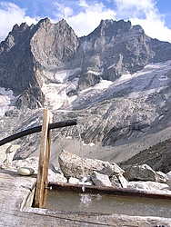 20060810-1755-GrandeRuineFountain3 - Wooden fountain below La Grande Ruine, Oisans.