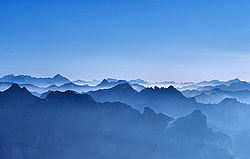 MultipleSummits - Blue horizon on the Cerces, showing multiple summit ridges towards the Italian border in the morning.
[ Click to download the free wallpaper version of this image ]