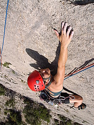 20061028-121622-JennySlab - Trying to reach the remote handhold on the slab of St Julien, above Buis-Les-Baronnies.
[ Click to go to the page where that image comes from ]