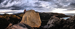 20061105-RoccapinaGuillaumePano_ - Bouldering above the sea at Roccapina, Corsica.