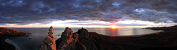 20061105-RoccapinaSeaPano_ - Tower ruin above the Mediterranean, Roccapina, Corsica.