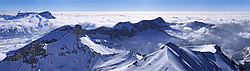 20080217_130241_FromGdFerrandPano_ - View from the summit of Grand Ferrand: the Agniere valley, the Bure Peak, Rocher Rond, Charnier Pass, Tete de Vachere (background), Tete de Vallon Pierra, and the Jarjatte valley.
[ Click to go to the page where that image comes from ]