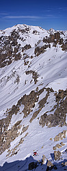 20080314_122527_TeteDAmontCouloirVPano_ - Nearing the top of the couloir on the Tete d'Amont de Montbrison, Oisans.
[ Click to go to the page where that image comes from ]
