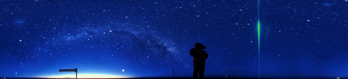 [LidarBeam2FVW.jpg]
An image of the Lidar shooting at the sky, with the Milky Way and the two Magellanic clouds clearly visible above. I had to stay static for several minutes to appear in this dark outline. A shooting star is visible on the left edge of the image next to a Magellanic cloud.