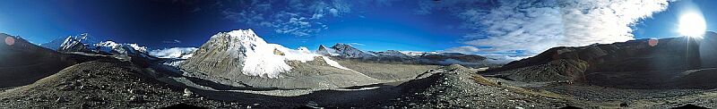 A 360 degree panorama taken from the intermediate camp before the Cho-Oyu base camp, Himalaya, 2000