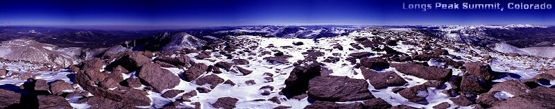 360 degree panorama from the summit of Longs Peak, 2001