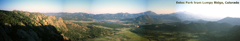Panorama of Estes Park from Lumpy Ridge, 2003