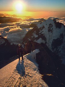 Reaching the summit of Mt Cook at Dusk