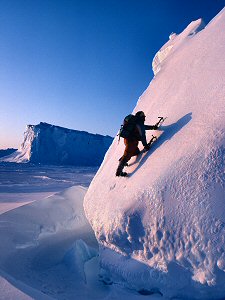 Climbing icebergs in winter