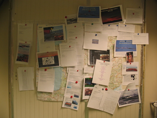 [20050630_038_MidwinterGreetings.jpg]
Board filled with greeting faxes and emails received for the Midwinter from various other Antarctic stations, colleagues currently baking in the northern summer or friends.