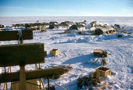 [Dome_Charlie_Slide12_.jpg]
The temporary camp. 15 years later those tents were still there, abandoned 'as is', almost completely covered with snow, with food still on the plates. An antarctic ghost town (image courtesy Richard Sheehan)
