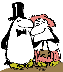 Drawing of a penguin couple