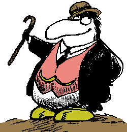 Drawing of a rich penguin