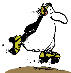 Drawing of a skating penguin
