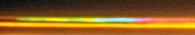 [GreenRaySpectrum.jpg]
This is an enlargement of part of the Green Ray phenomenon, the image having been enhanced for contrast, and it shows a full spectrum.
