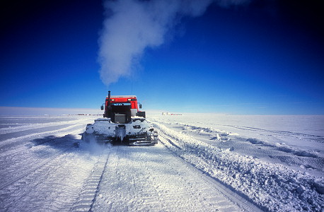[TraverseLeadTracker.jpg]
A Kassbohrer breaking trail ahead of the sled trains. There are two people on board as the work required to control the blade is pretty tiring and drivers need to change every two hours. This vehicle is also in charge of navigation, so the satellite positioning systems and navigating software must be in use at all times.