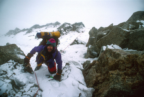 [HunterMixed.jpg]
Mark Schroeder ascending some mixed up the ridge, somewhat off route.