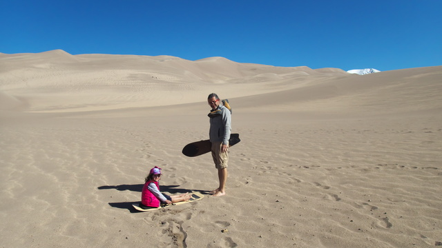 [20190503_081659_SandDunes.jpg]
A sandboard and a slide, available on rental at the lodge at the entrance of the park (where you can also camp if the park campground is full).