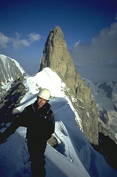 [DentDuGeant.jpg]
The Giant's Tooth (and me), seen from the Rochefort ridge. The normal route is on the other side.