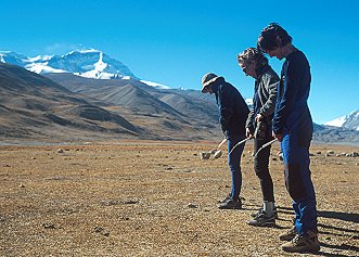 [Pissing.jpg]
The women of the expedition trying out their 'Freshette' accessories with Cho-Oyu in the background