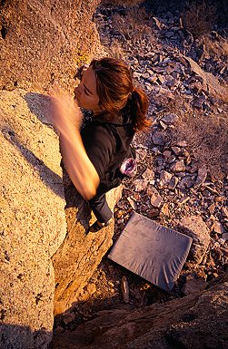 [CarterLakeBoulder.jpg]
Jenny bouldering high up at Carter Lake....