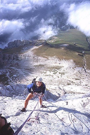 [Meridionalizziamoci.jpg]
Jenny on Meridionalizziamoci, north face of Corno Piccolo