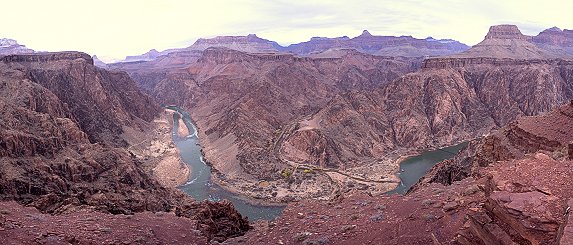Panorama of the Colorado river near the bottom of Grand Canyon
