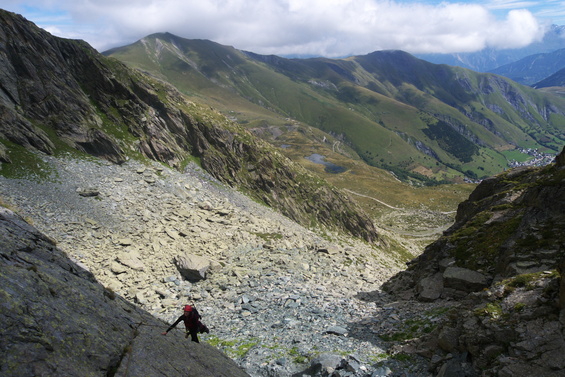 [20100829_123523_CroixDeFer.jpg]
Slab climbing at the Grand Perron, above the Croix de Fer pass, infamous among bikers.