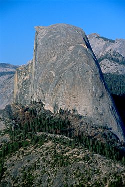 [HalfDomeProfile.jpg]
Profile of Half Dome showing how steep that beast really is: it's the vertical left side. The tourist trail is on the back side and the classic but easier Snake Dyke is slightly to the right.