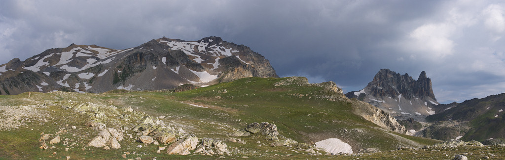 [20080720_074639_ThaborPano_.jpg]
Getting closer to the summit of Mt Thabor (left) under an ominous sky. A thunderstorm started on this remote summit as I got closer to the summit on a simple hike and I turned around 10 minutes before it exploded.