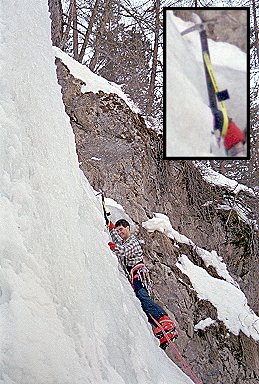 [VincentLongAxe.jpg]
Old school ice climbing with meter-long wooden-shaft axes, hammer-in screws and no helmet...