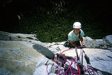 [SalatheAfterChimney.jpg]
Jenny after the 5.9 chimney pitch above the Hollow Flake.