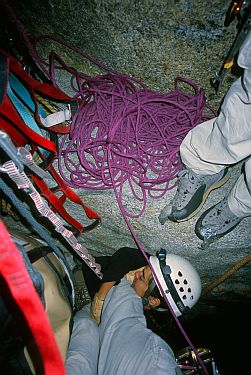 [SalatheSleeping.jpg]
Jenny sleeping hanging by my feet while we wait for the previous party to finish the pitch.