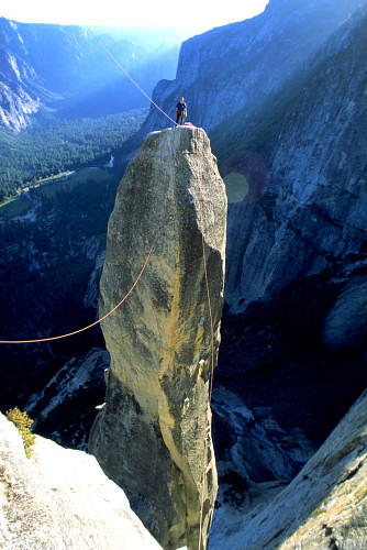 [LostArrow.jpg]
Climber on top of the Lost Arrow, Yosemite. I had to tell him before I traversed that I wanted to take some shots of him standing on the summit. 20mm lens.