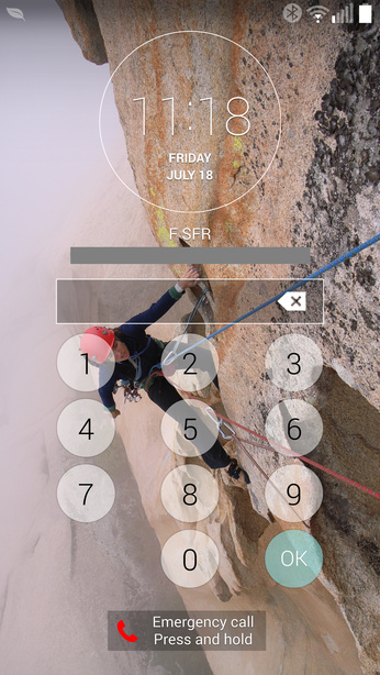[LGG3.jpg]
A view of the home screen of the LG L3 android phone, with PIN enabled.