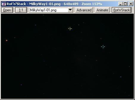 [RotAndStack.png]
RotAndStack in action, two stars have been selected. The original images are very poor: too dark and only a few stars are barely visible