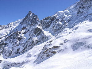 Plenty of steep snow tracks below the Meige summit