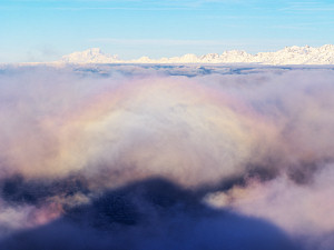 A Broken spectrum cast on the clouds above Grenoble from the summit of Peak St Michel