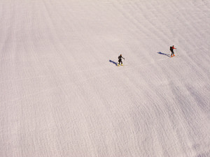 Hard frozen slopes above Arsine glacier