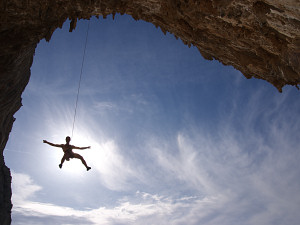 Coming down the huge roof of the Grande Grotta