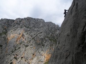 On the slabs of Stup, Paklenica