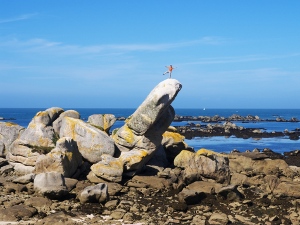 Standing atop a boulder at Kerlouan